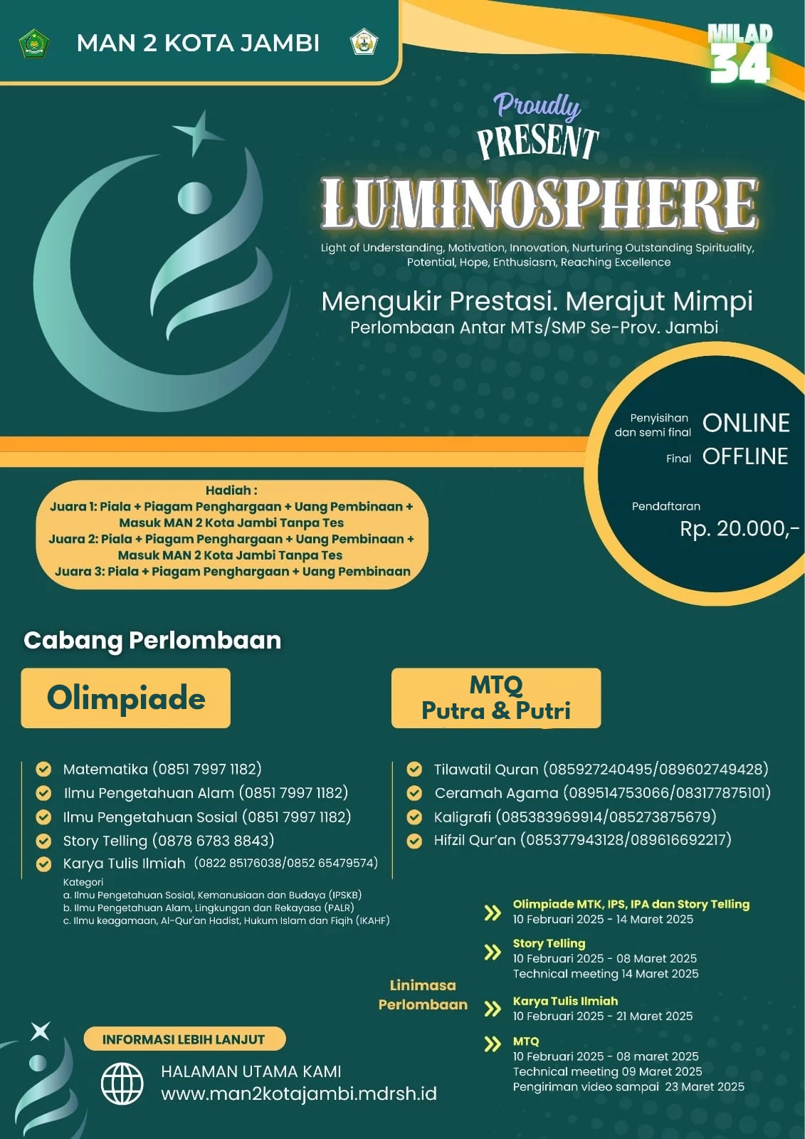 Ayo Daftar! LUMINOSPHERE Milad MAN 2 Kota Jambi Hadir dengan Lomba Seru dan Hadiah Menarik!