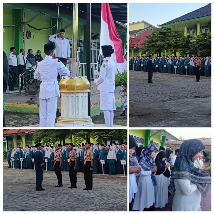 Pelaksanaan Upacara Bendera Rutin Setiap Senin di MAN 2 Kota Jambi bertabur Piala