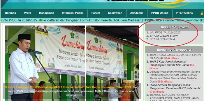 Informasi Penerimaan Peserta Didik Baru (PPDB) MAN 2 Kota Jambi TA 2024/2025