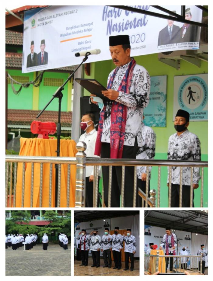Upacara Bendera Memperingati HGN di Seluruh Madrasah Lingkungan Kemenag Provinsi Jambi yang Berlangsung Secara Semi Virtual Berjalan Khidmat