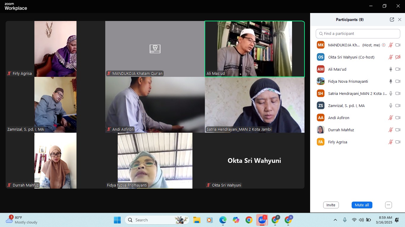 MAN 2 Jambi Berpartisipasi Pecahkan Rekor MURI Khataman Al-Qur'an Nasional