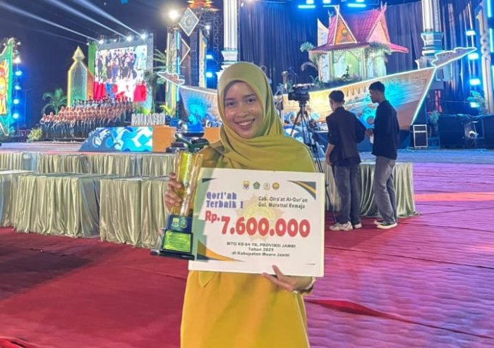 Rifka Nabila Raih Qoriah Terbaik 1 pada MTQ Tingkat Provinsi Jambi 2025 di Muaro Jambi