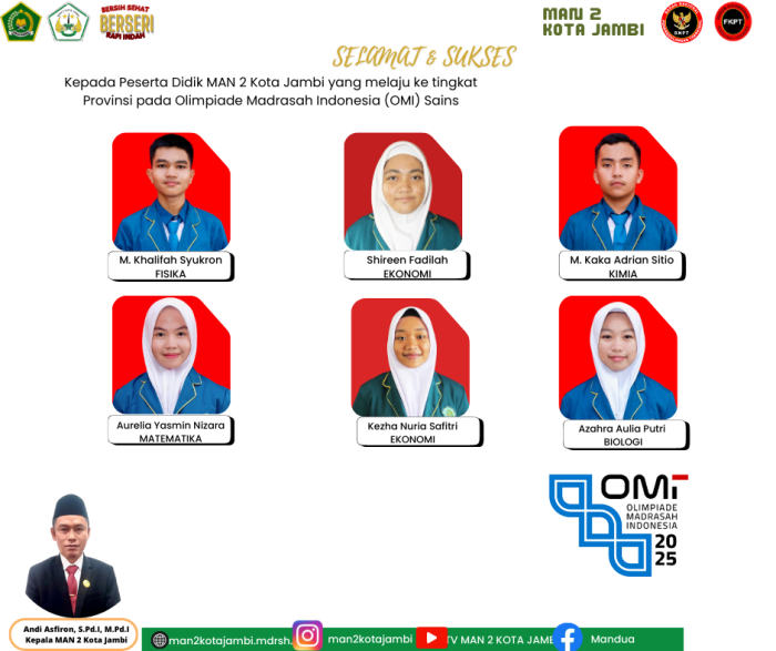 Enam Siswa MAN 2 Kota Jambi Lolos OMI Sains 2025 ke Tingkat Provinsi